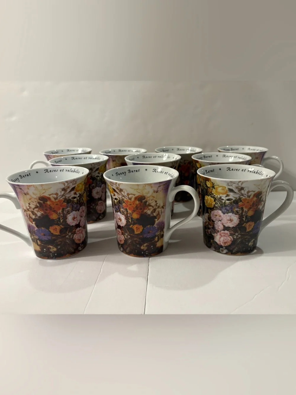 FANNY BURAT FLORAL COFFEE TEA MUG Set of 10